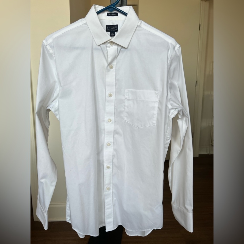 J. Crew Factory Flex Performance Dress Shirt. Solid White, Medium. Like New.